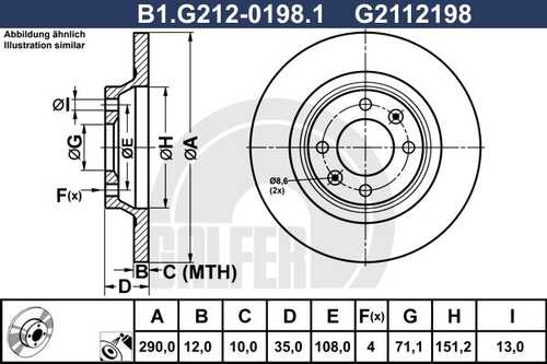 Тормозной диск GALFER B1-G212-0198-1