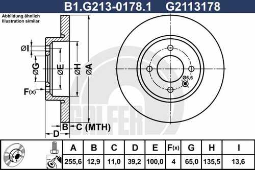 ДИСК ТОРМОЗНОЙ GALFER B1-G213-0178-1