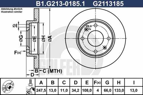 Диск тормозной GALFER B1-G213-0185-1