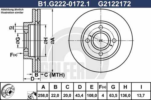 ДИСК ТОРМОЗНОЙ GALFER B1-G222-0172-1