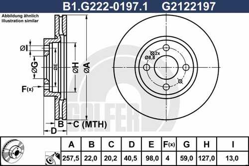 ДИСК ТОРМОЗНОЙ GALFER B1-G222-0197-1