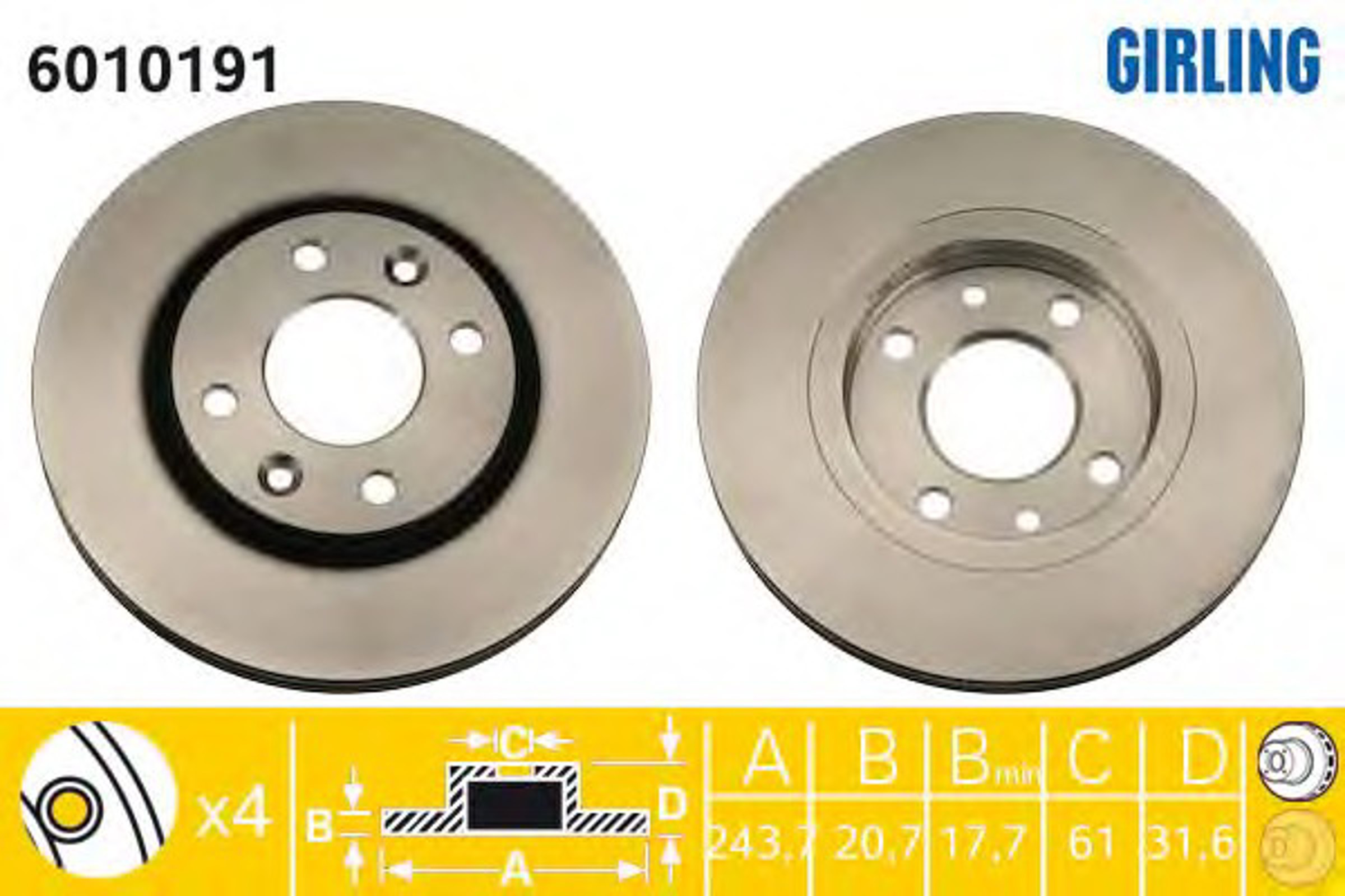 Диск тормозной GIRLING 6010191