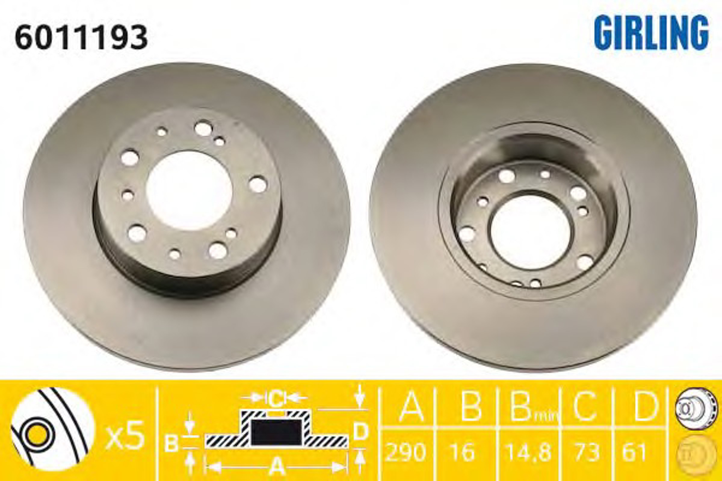 Диск тормозной GIRLING 6011193