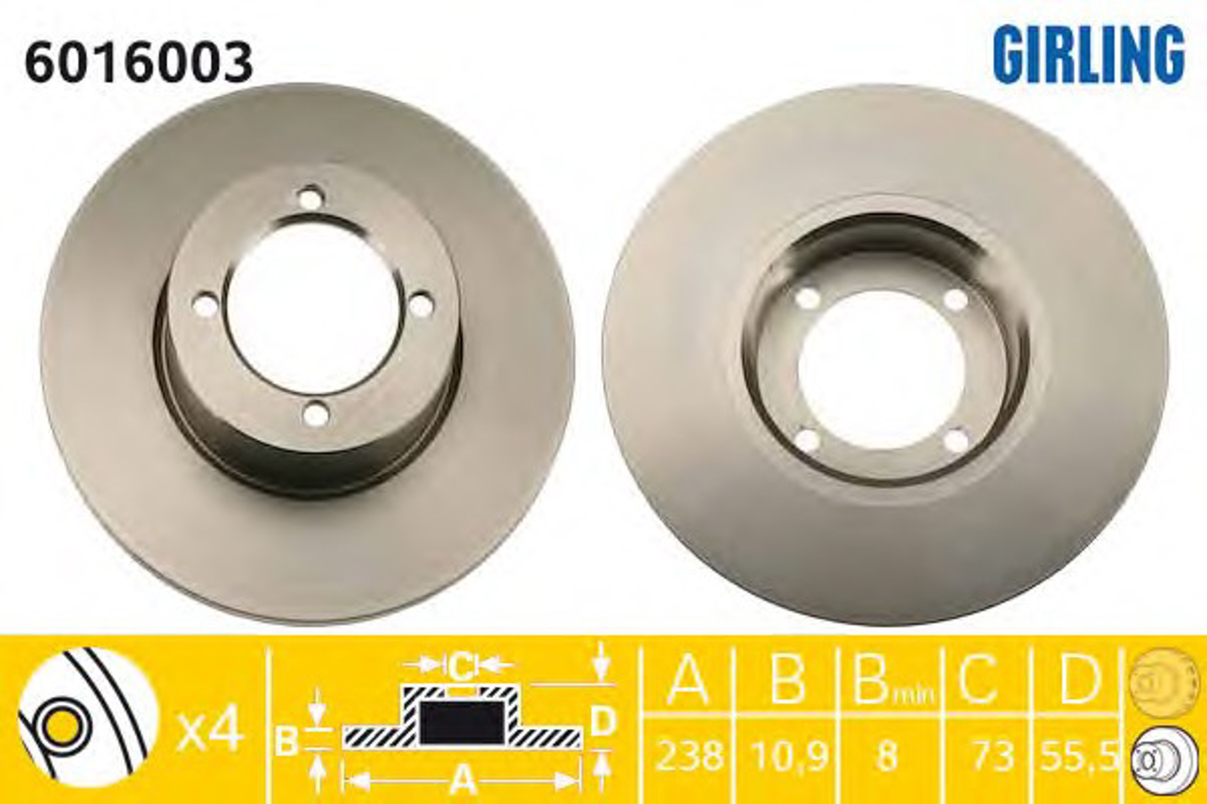 Диск тормозной GIRLING 6016003