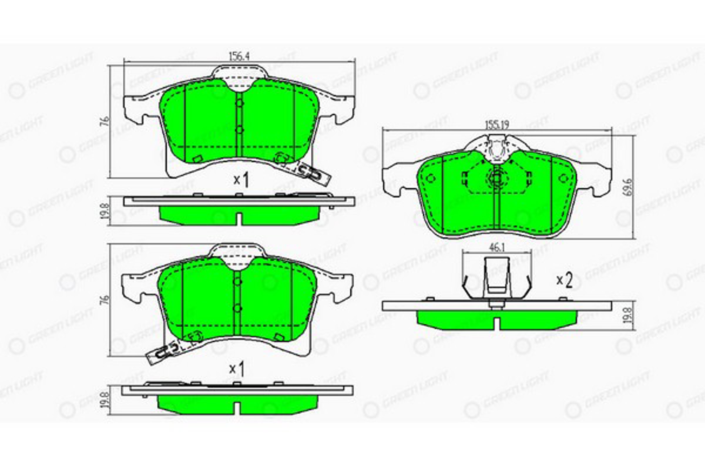 GLBP0017 GREEN LIGHT Колодки тормозные дисковые