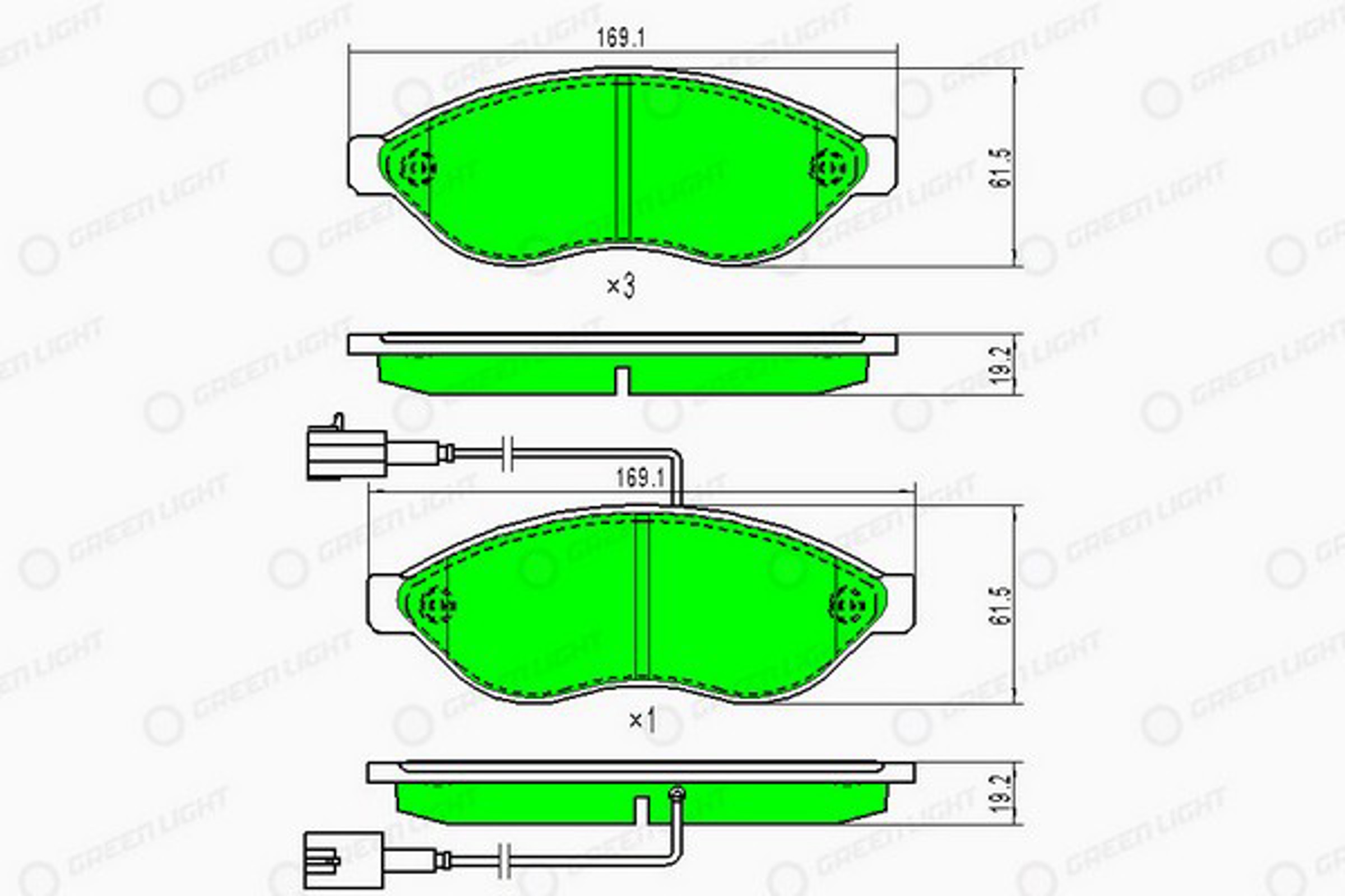 GLBP0020 GREEN LIGHT Колодки тормозные дисковые