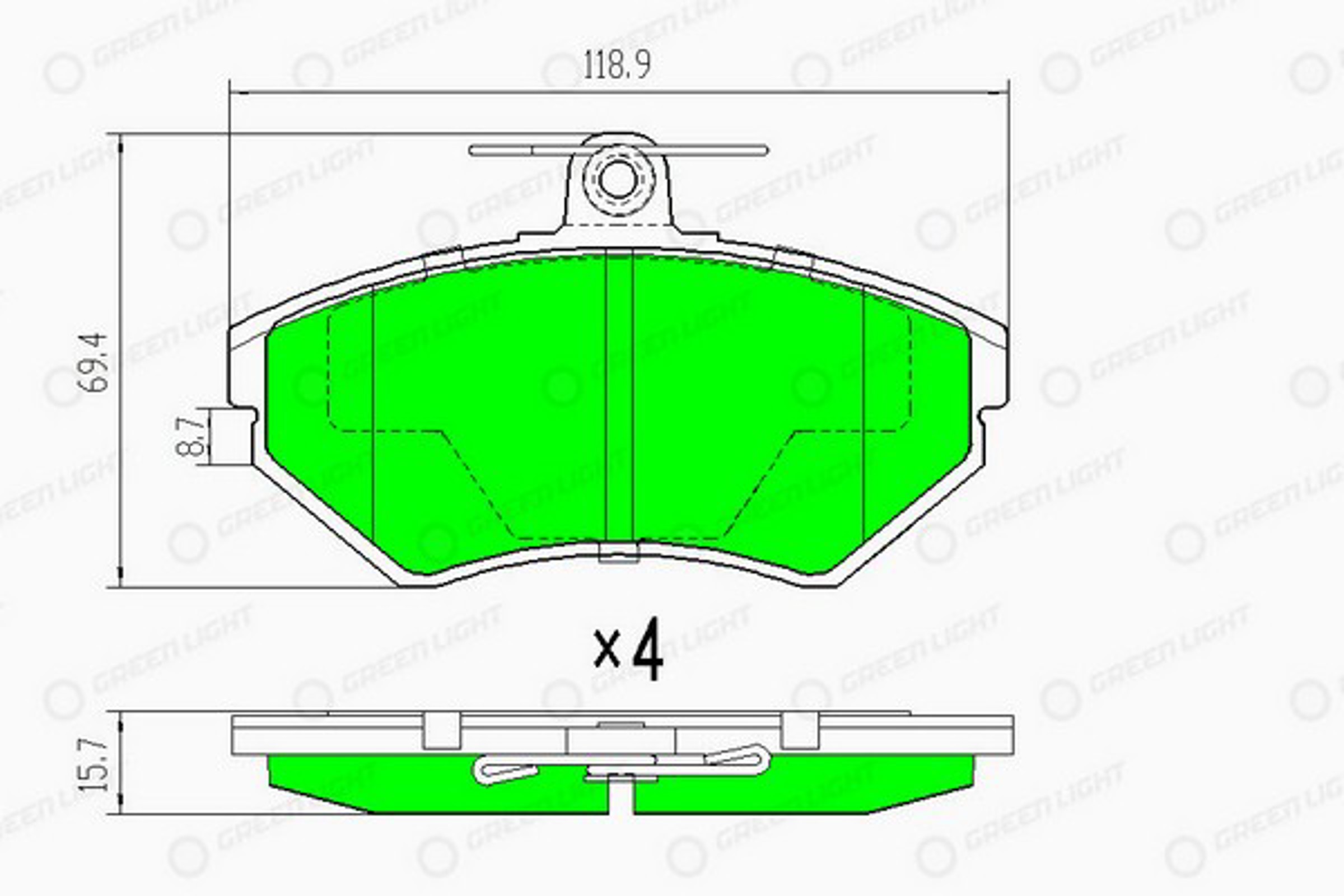 GLBP0034 GREEN LIGHT Колодки тормозные дисковые