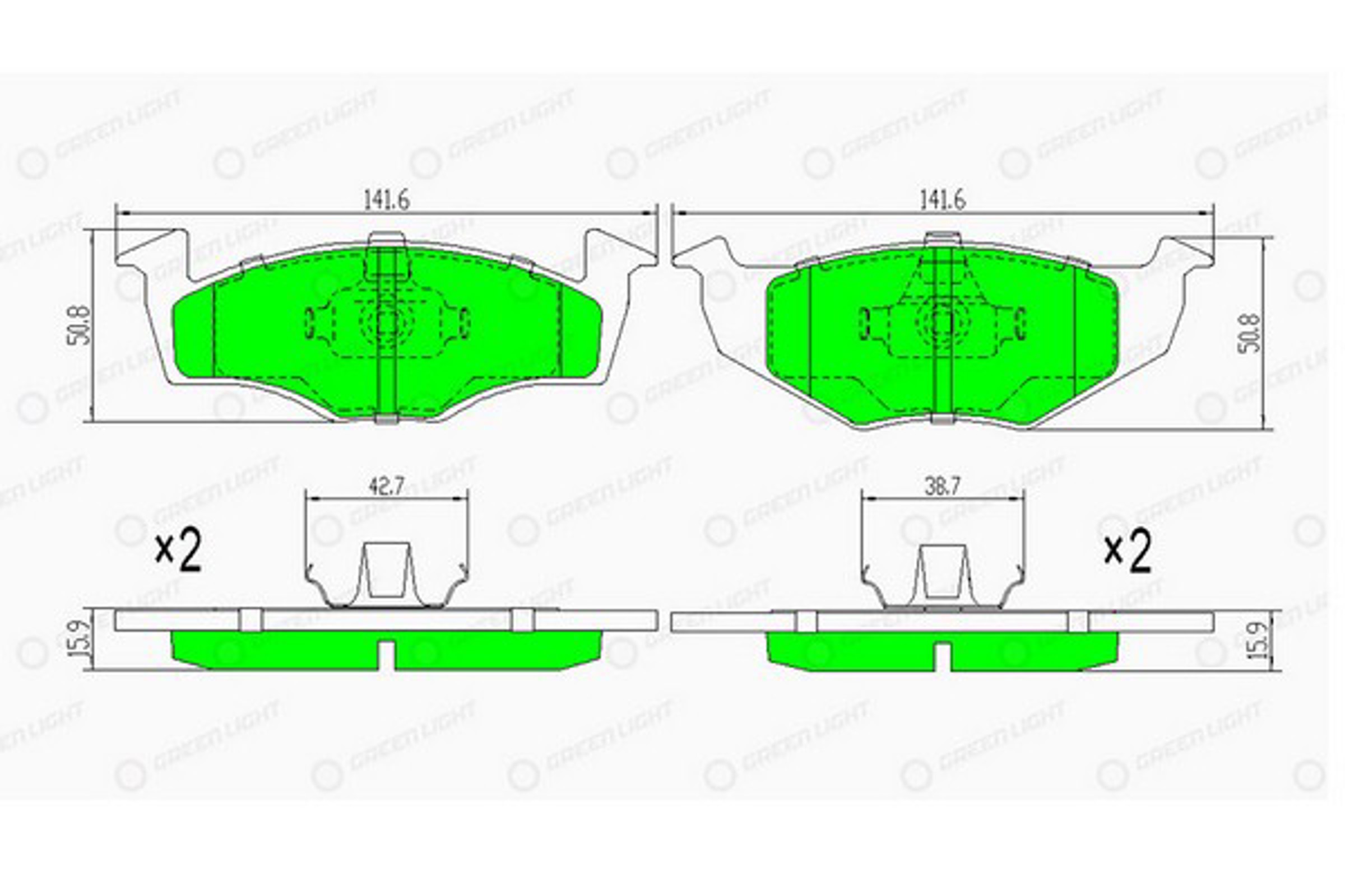 GLBP0044 GREEN LIGHT Колодки тормозные дисковые