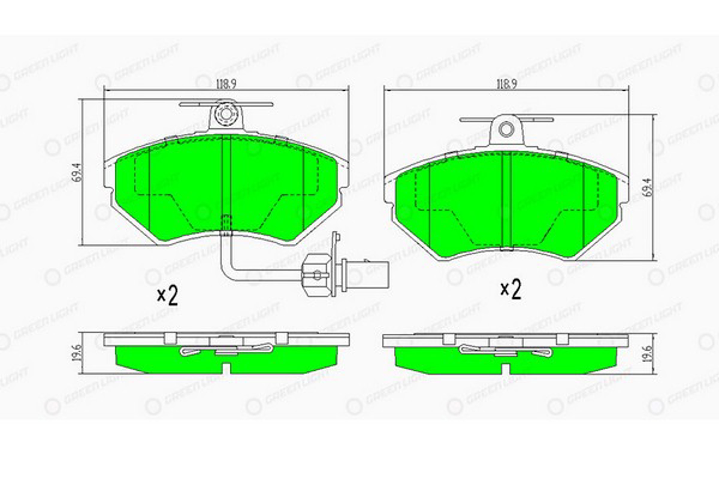 GLBP0061 GREEN LIGHT Колодки тормозные дисковые