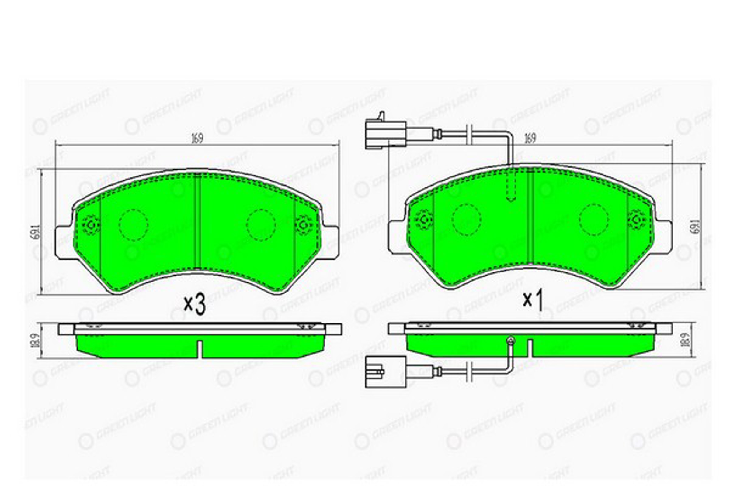 GLBP0081 GREEN LIGHT Колодки тормозные дисковые