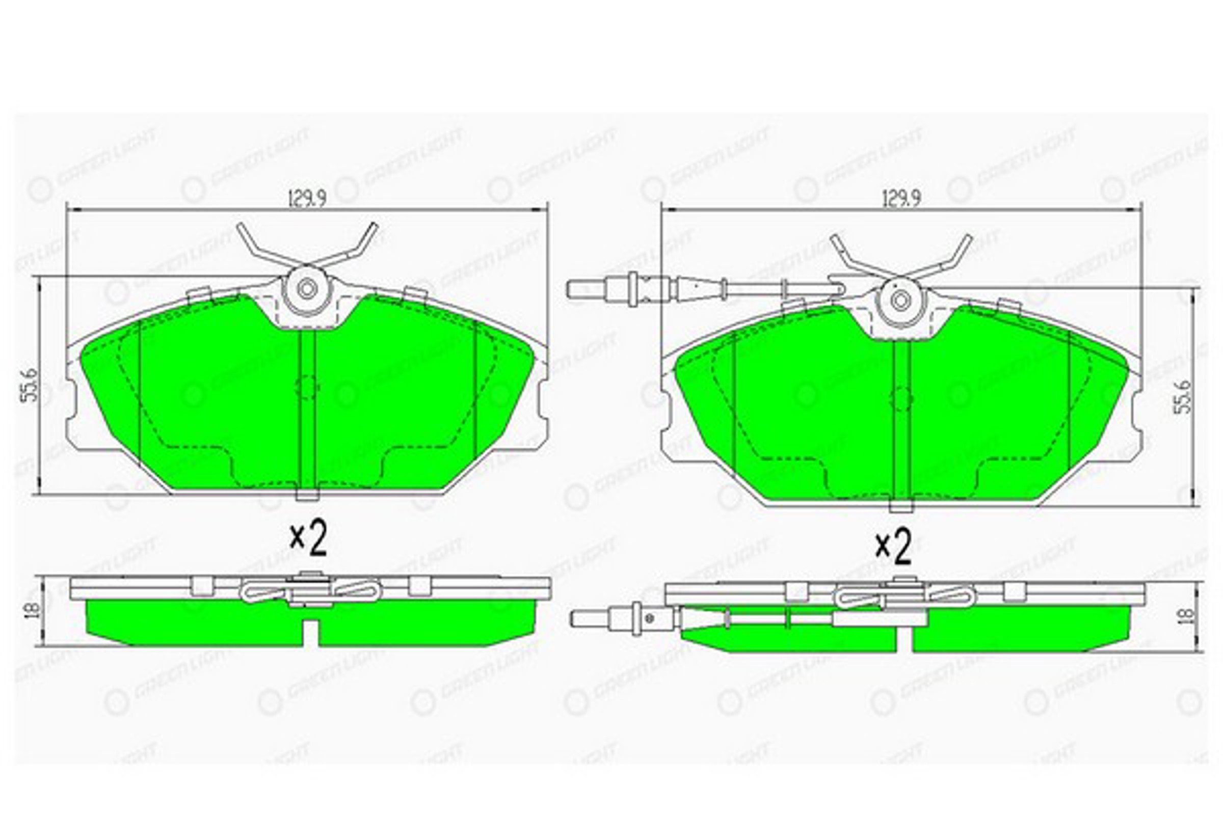 GLBP0100 GREEN LIGHT Колодки тормозные дисковые