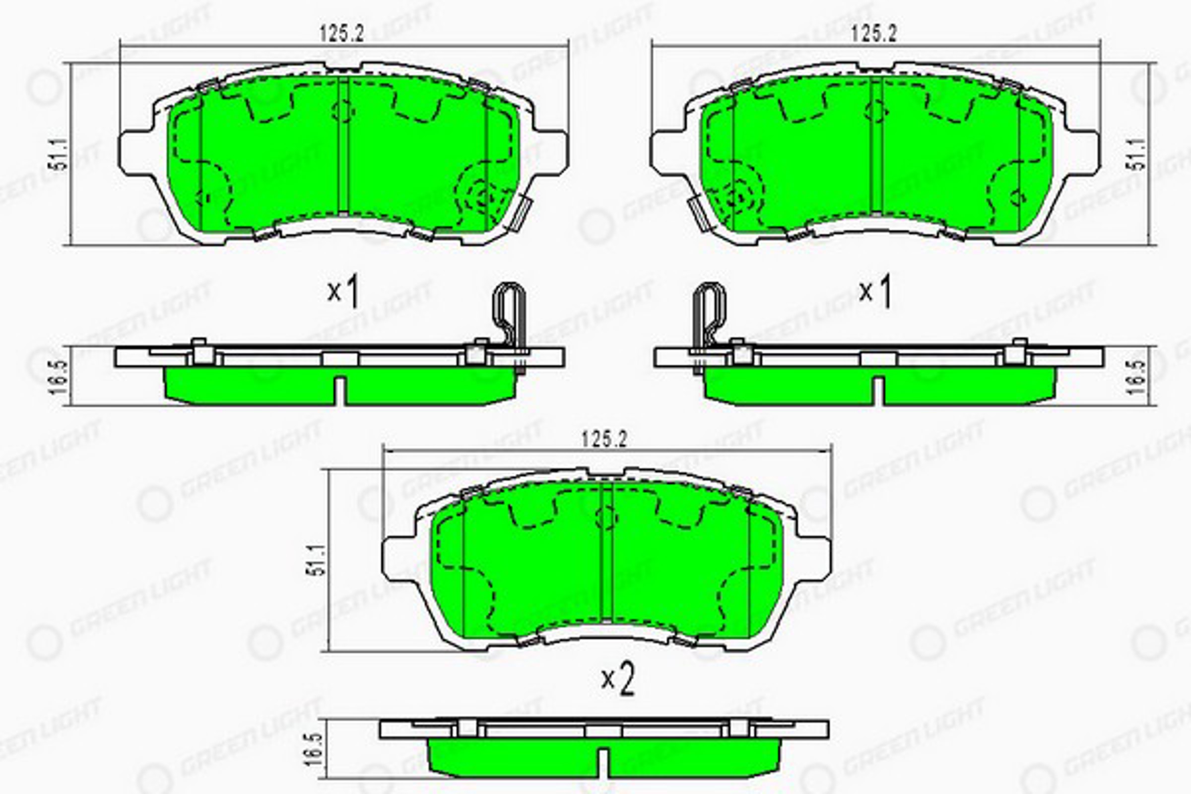 GLBP0134 GREEN LIGHT Колодки тормозные дисковые