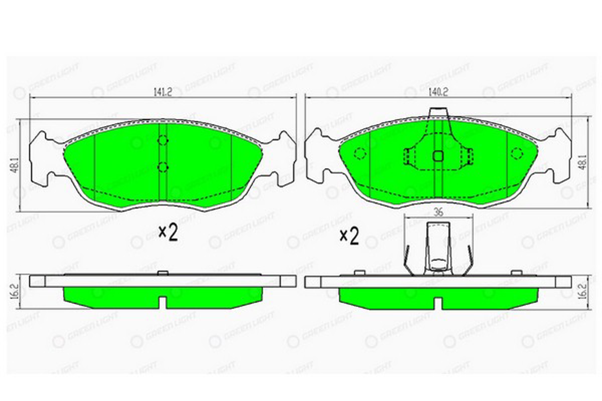 GLBP0295 GREEN LIGHT Колодки тормозные дисковые