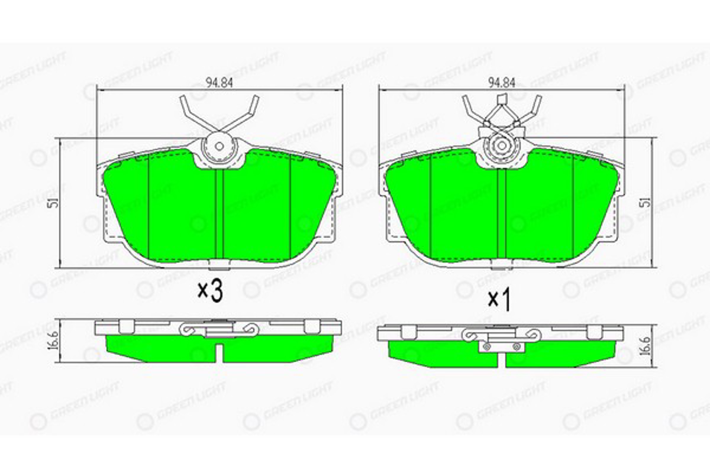 GLBP0346 GREEN LIGHT Колодки тормозные дисковые