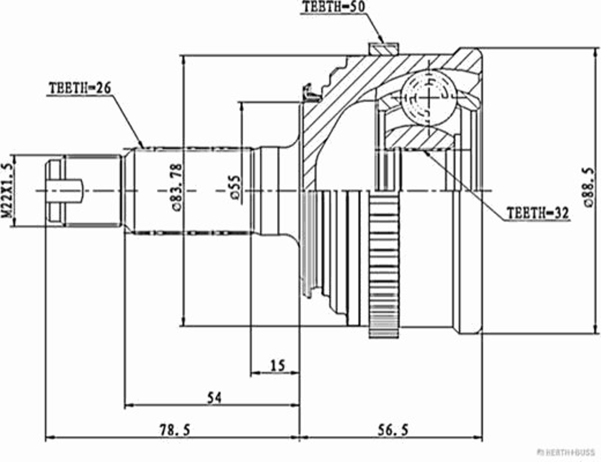 Шарнирный комплект приводной вал HERTH+BUSS JAKOPARTS J2824120