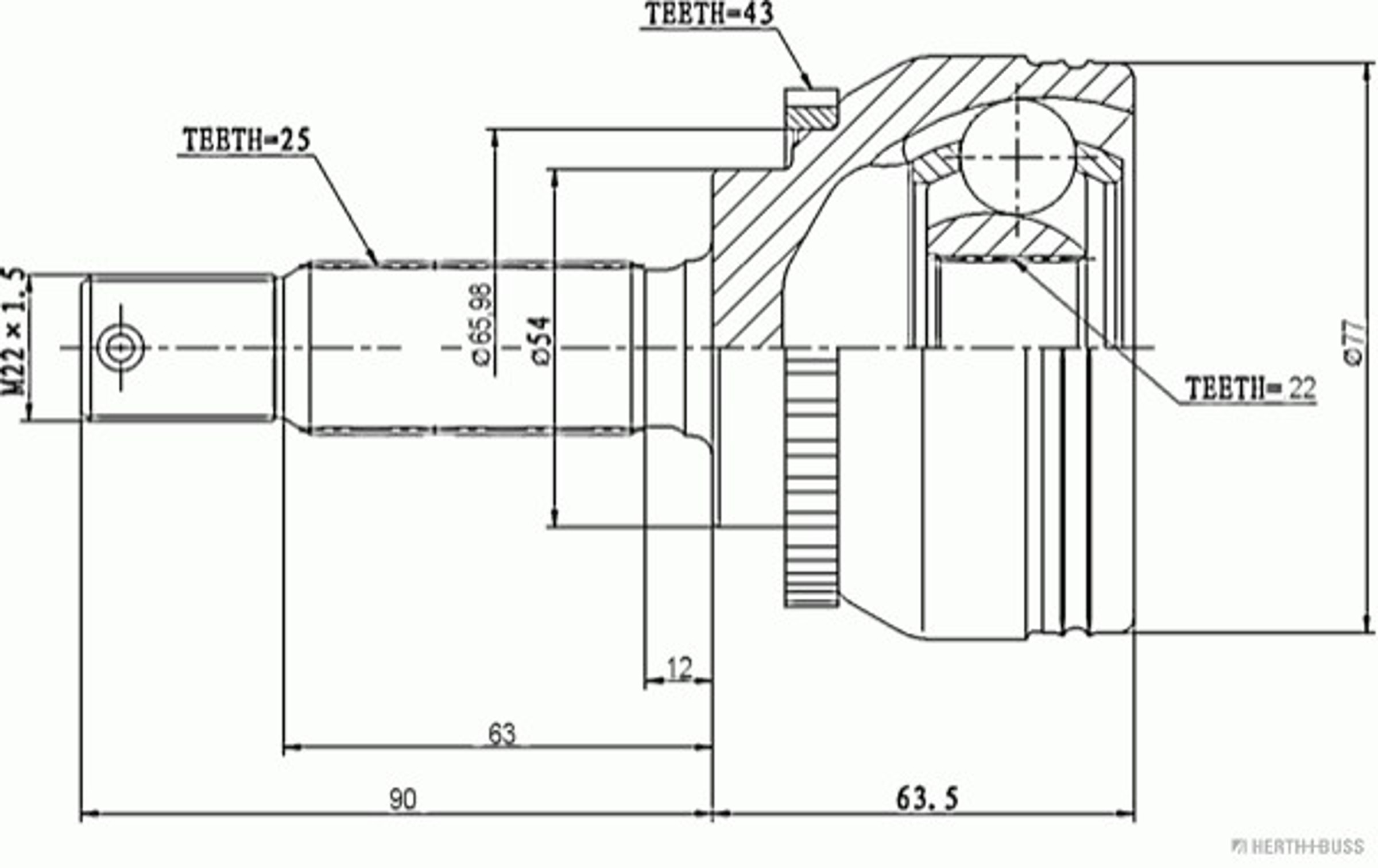 Шарнирный комплект приводной вал HERTH+BUSS JAKOPARTS J2825120