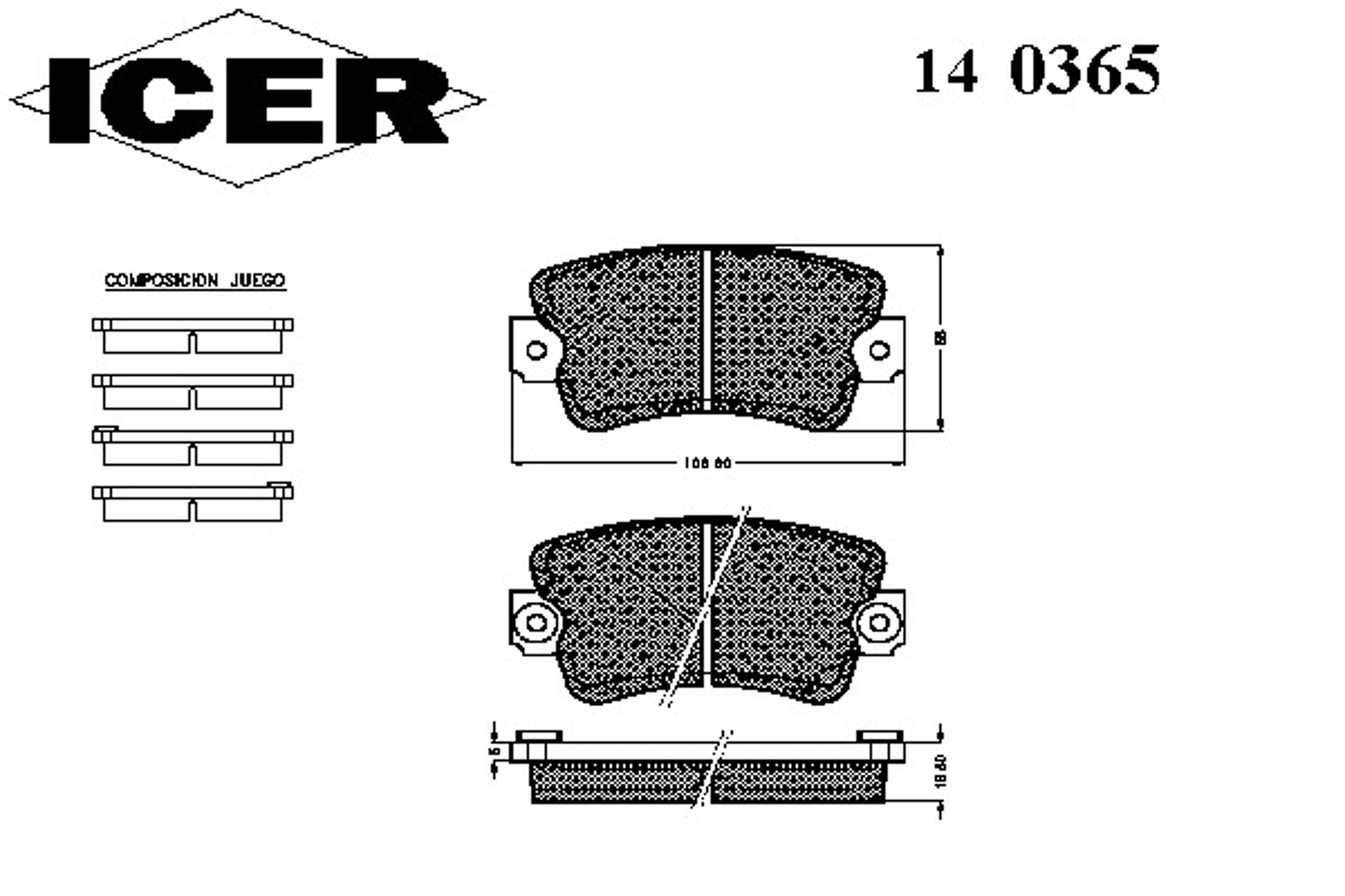 140365 ICER Колодки тормозные дисковые