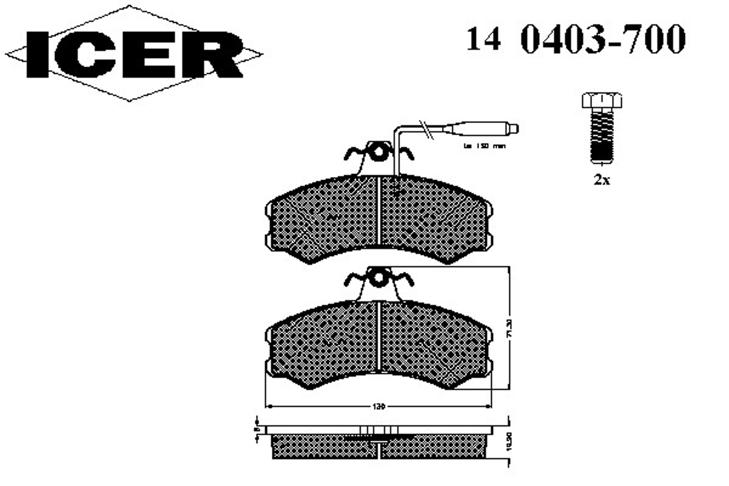 Колодки тормозные дисковые ICER 140403-700