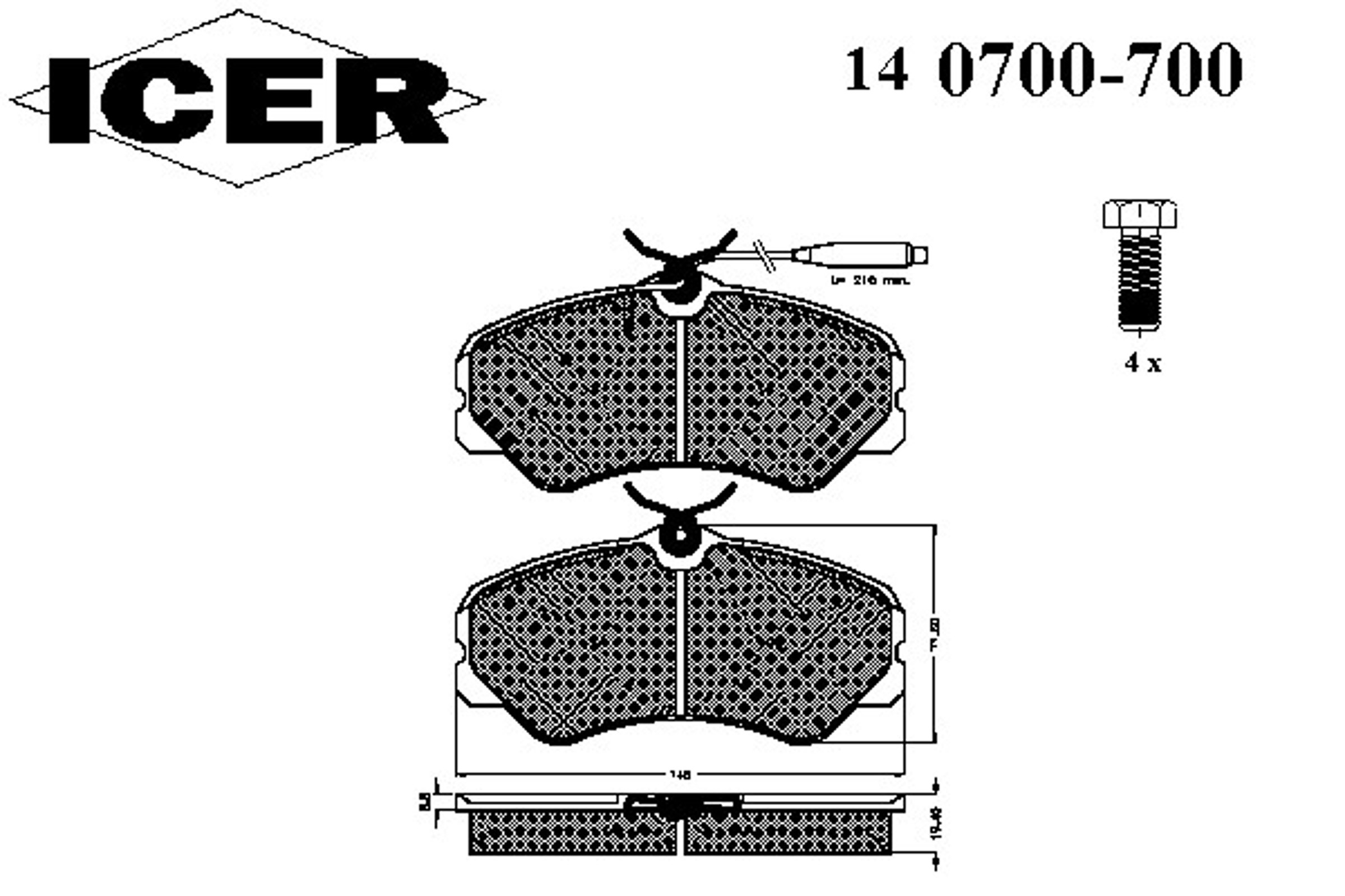 140700-700 ICER Колодки тормозные дисковые