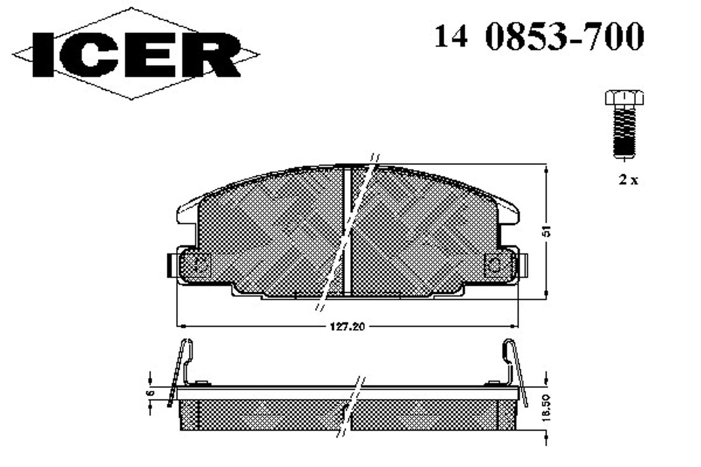 Колодки тормозные дисковые ICER 140853-700