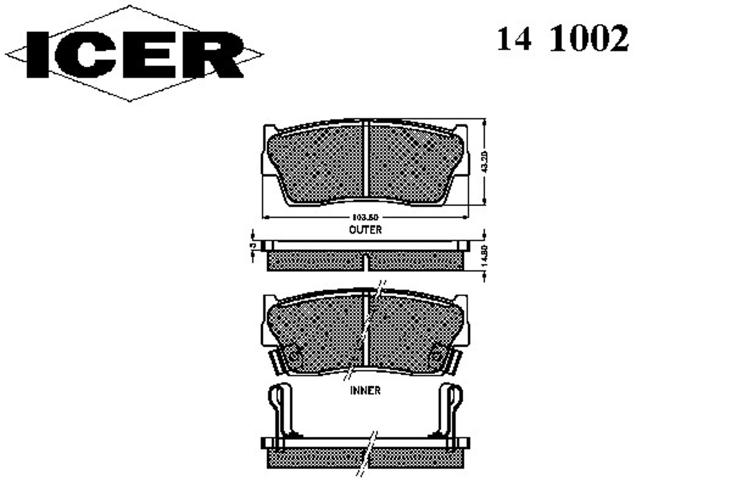 Колодки тормозные дисковые ICER 141002