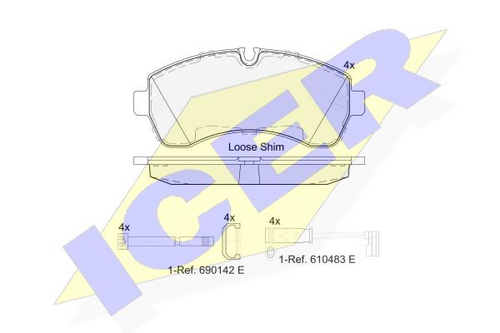 Комплект тормозных колодок дискового тормоза ICER 141785-203