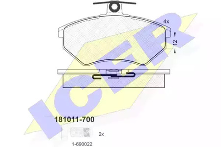 Колодки тормозные дисковые комплект ICER 181011-700