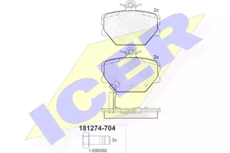 Колодки тормозные дисковые ICER 181274-704