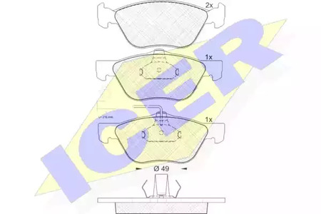 Колодки тормозные дисковые комплект ICER 181601