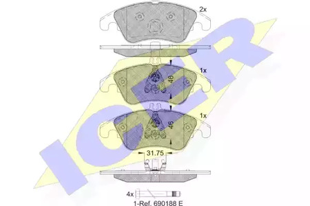 181865 ICER Колодки тормозные дисковые
