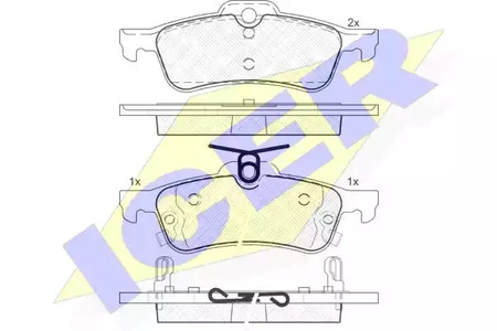Комплект тормозных колодок дискового тормоза ICER 181878