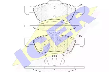 Комплект тормозных колодок дискового тормоза ICER 182030
