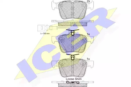 Комплект тормозных колодок дискового тормоза ICER 182098-203