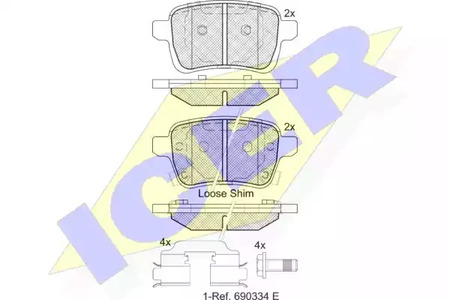 Комплект тормозных колодок дискового тормоза ICER 182170-203