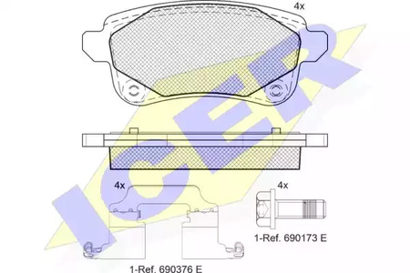 Колодки тормозные дисковые ICER 182222-208