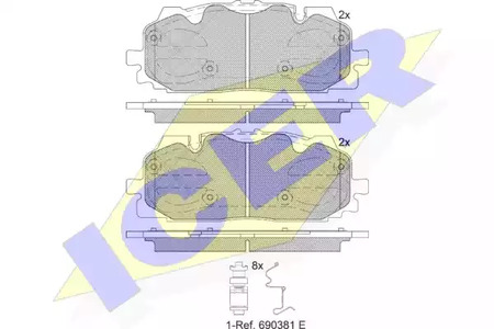 Комплект тормозных колодок дискового тормоза ICER 182254