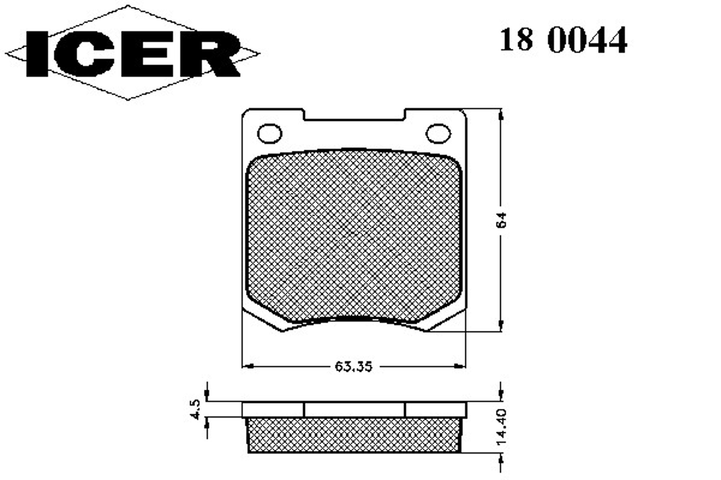 Колодки тормозные дисковые ICER 180044