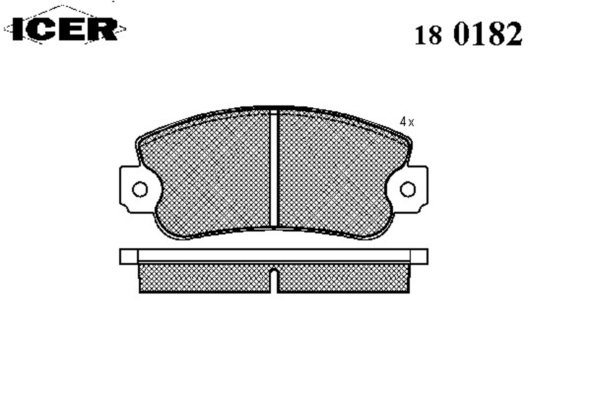 180182 ICER Комплект тормозных колодок, дисковый тормоз