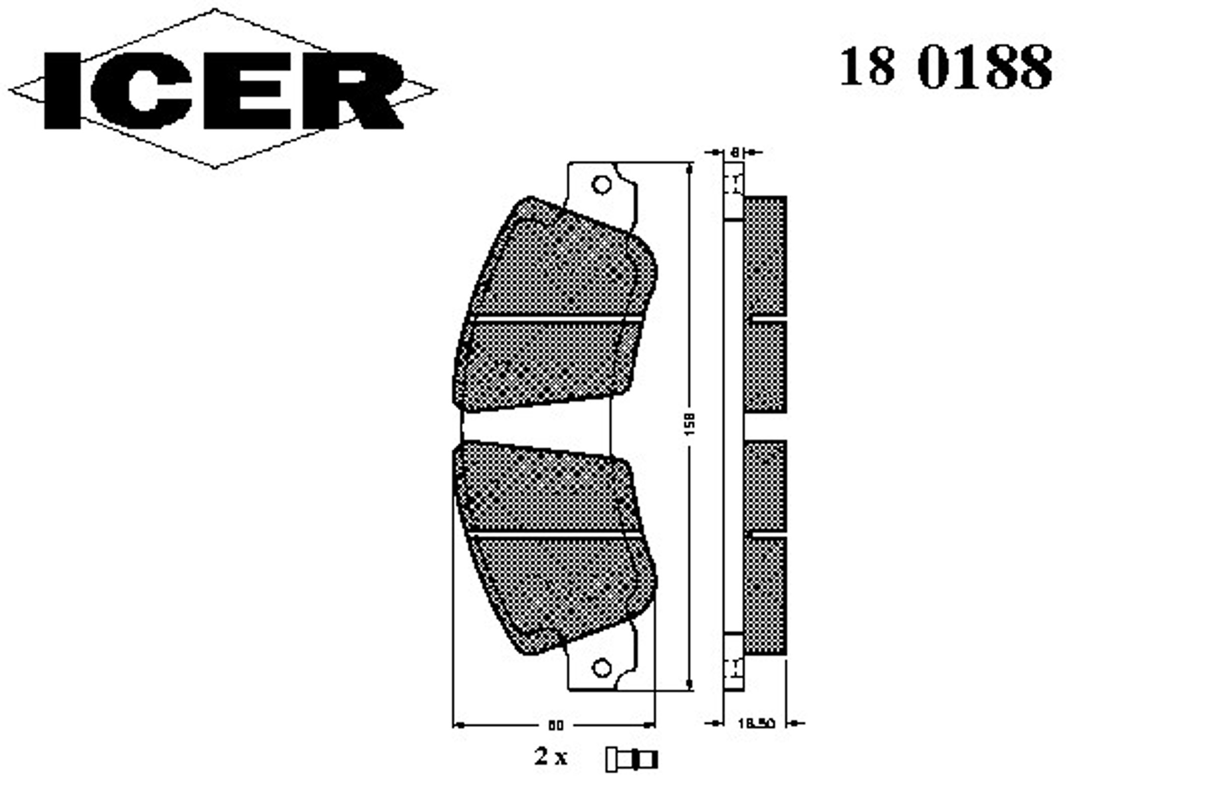 Колодки тормозные дисковые ICER 180188
