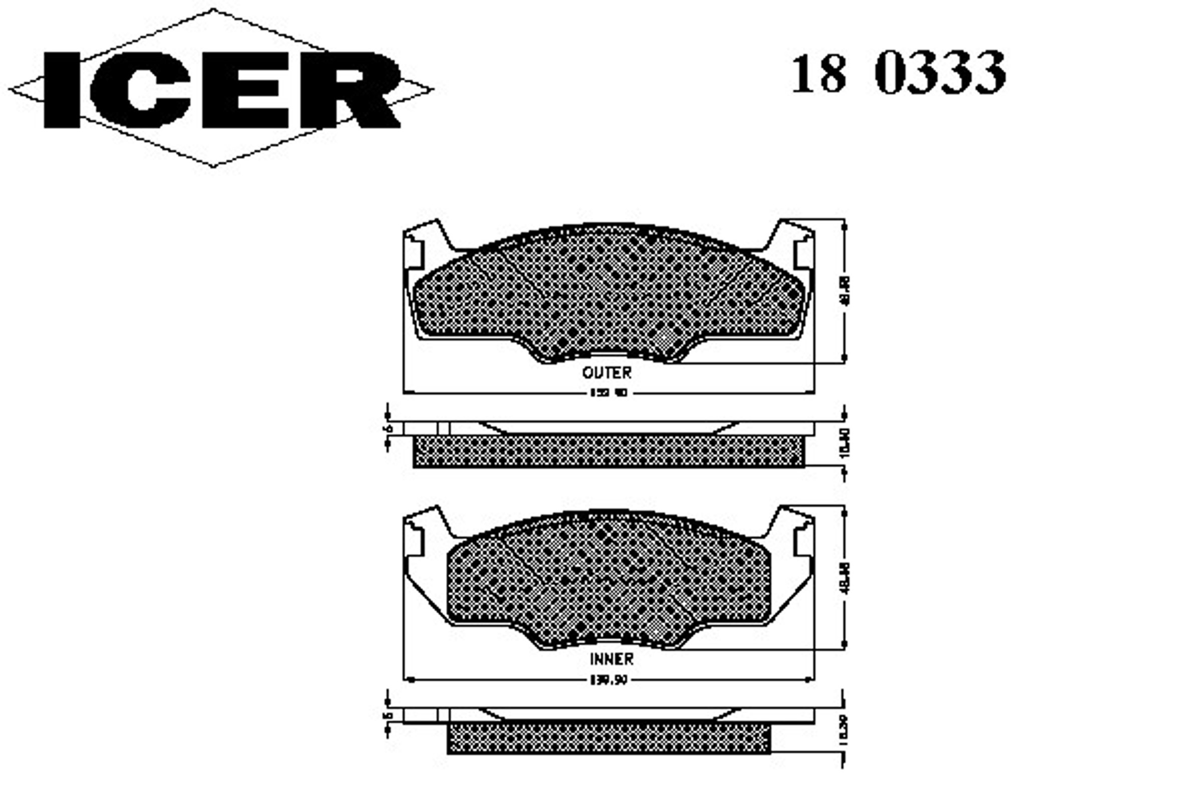 180333 ICER Колодки тормозные дисковые