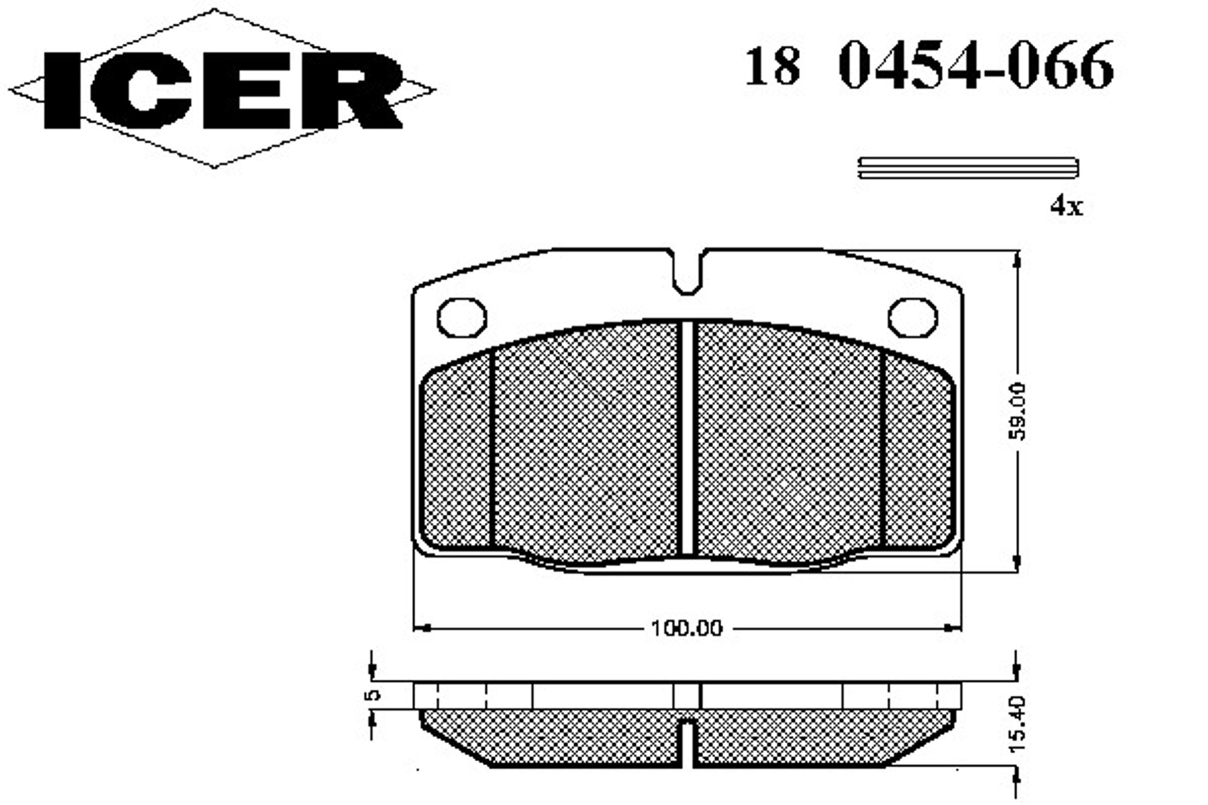 180454-066 ICER Комплект тормозных колодок, дисковый тормоз