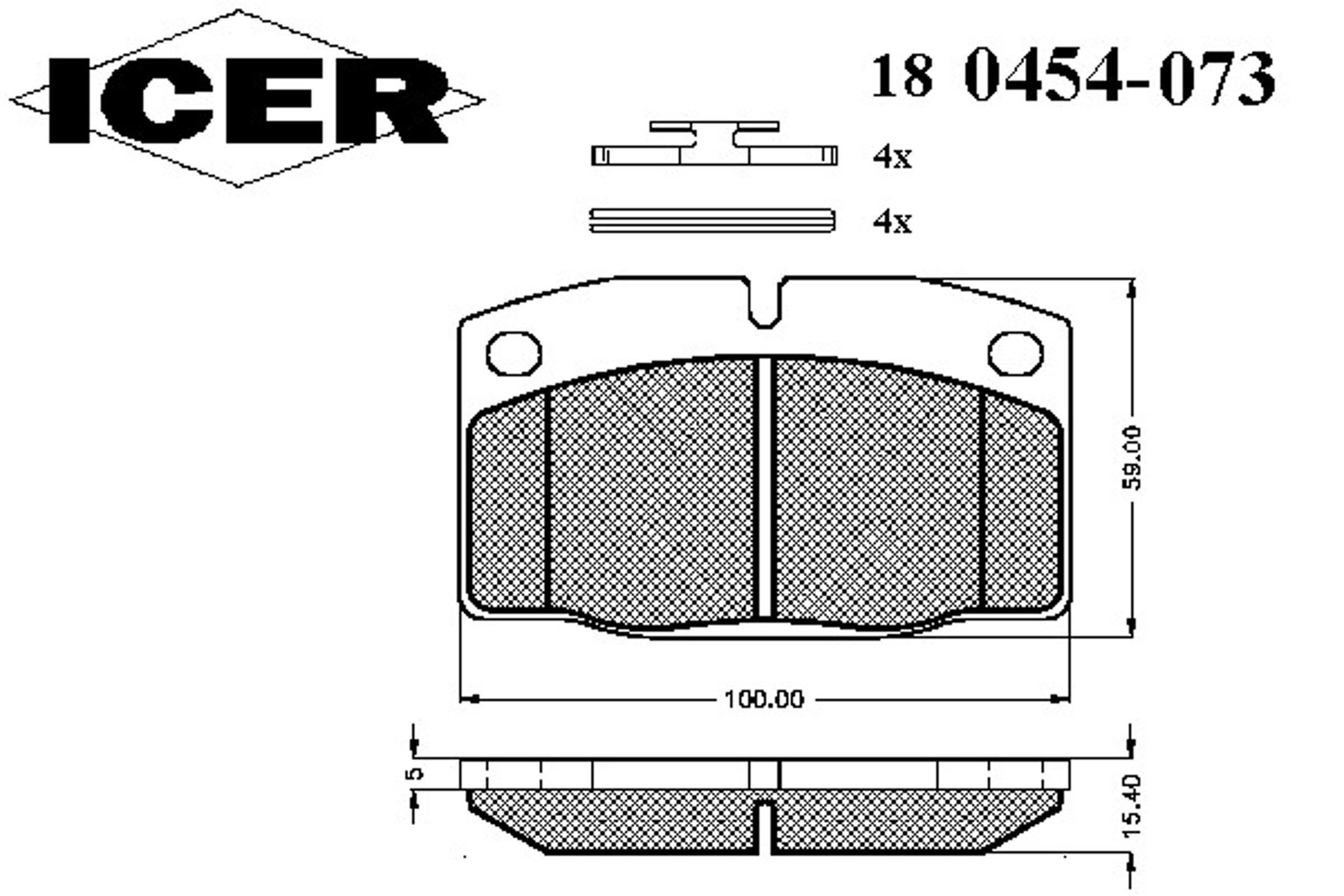 180454-073 ICER Комплект тормозных колодок, дисковый тормоз