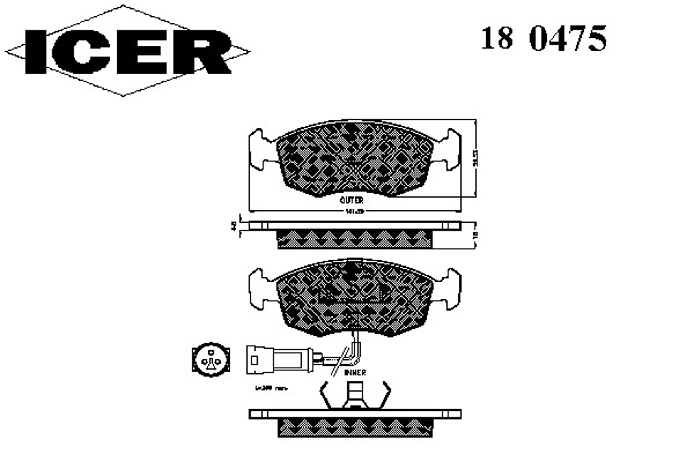 Колодки тормозные дисковые комплект ICER 180475