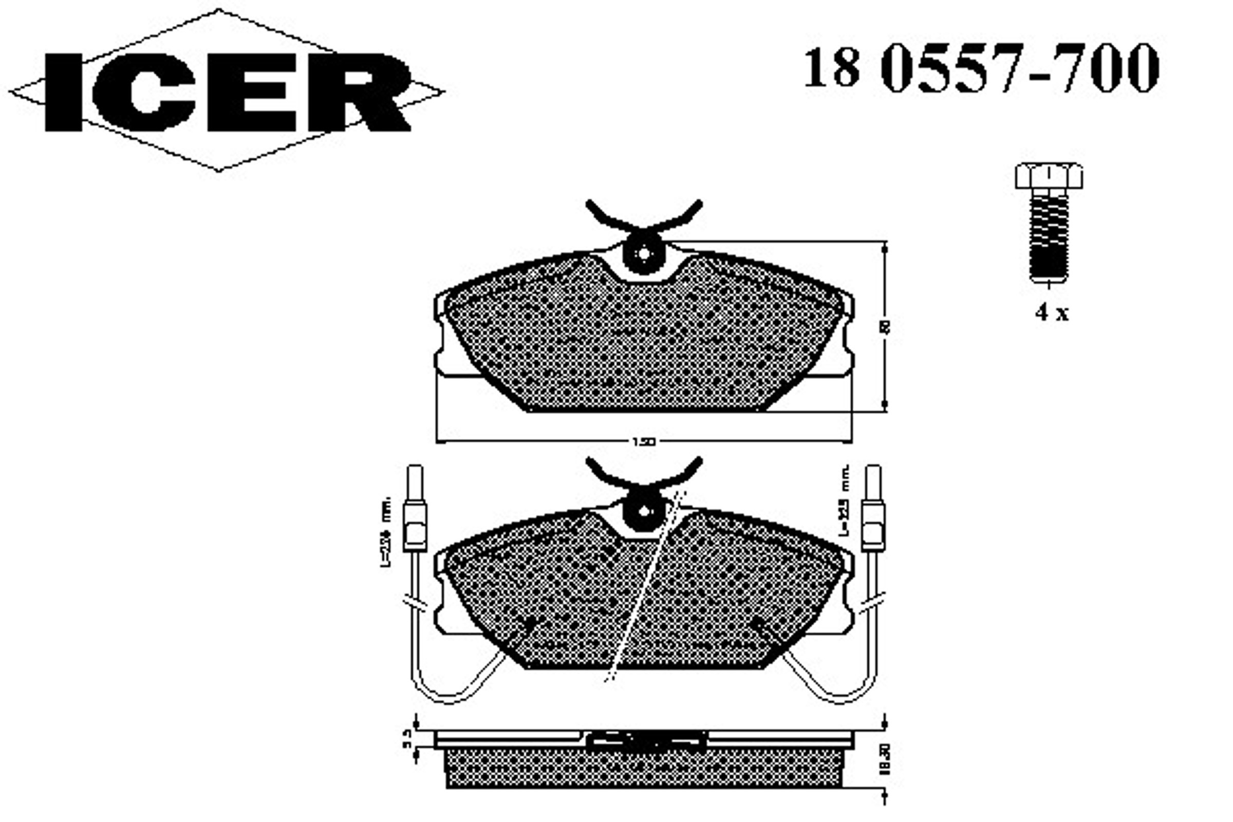 Колодки тормозные дисковые ICER 180557-700