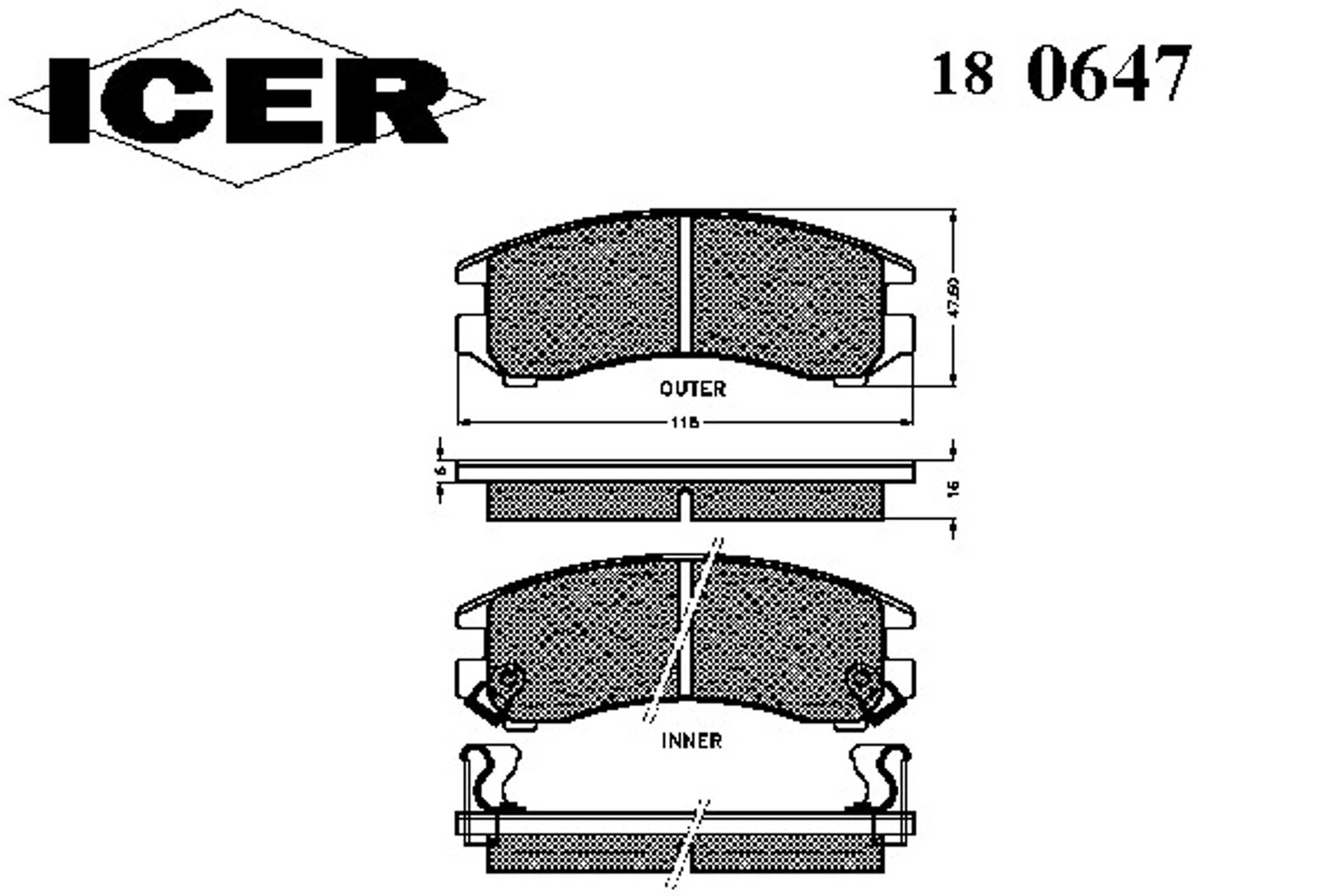 Колодки тормозные дисковые ICER 180647