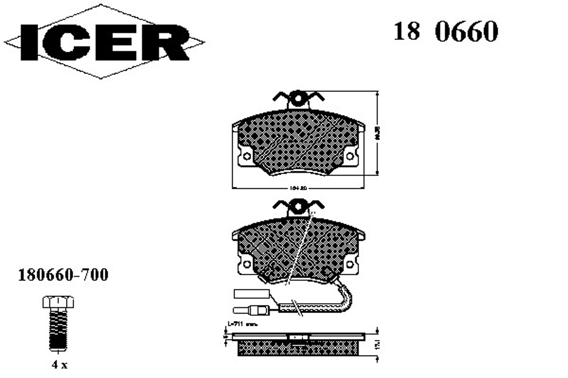 Колодки тормозные дисковые ICER 180660
