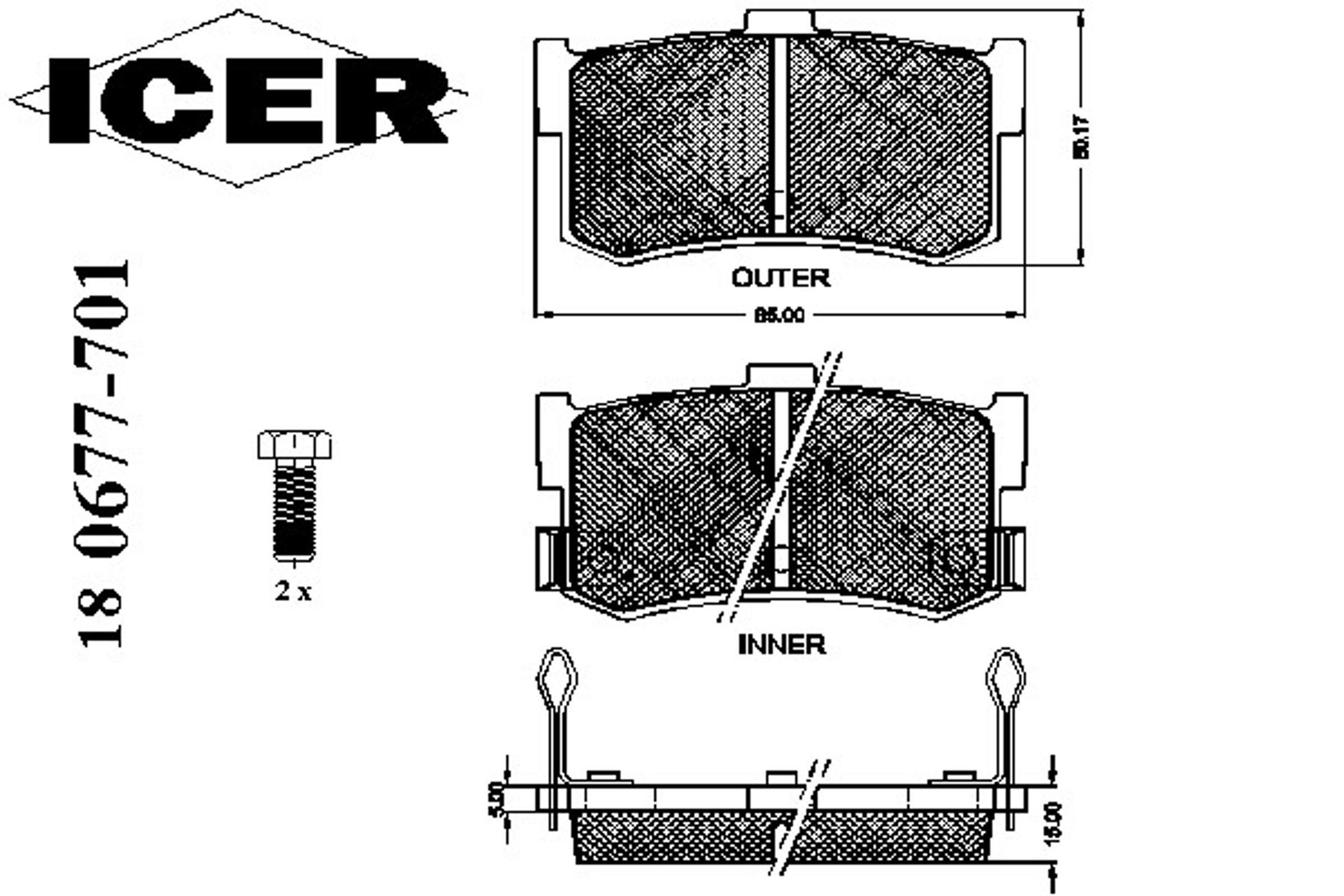 Колодки тормозные дисковые ICER 180677-701