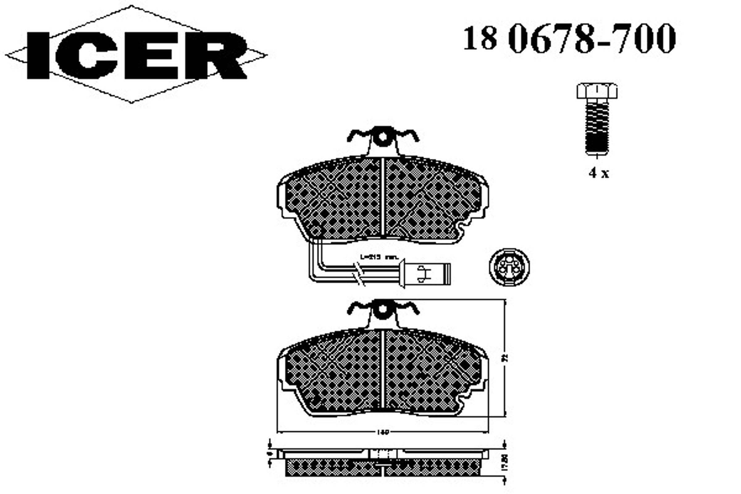 Колодки тормозные дисковые ICER 180678-700