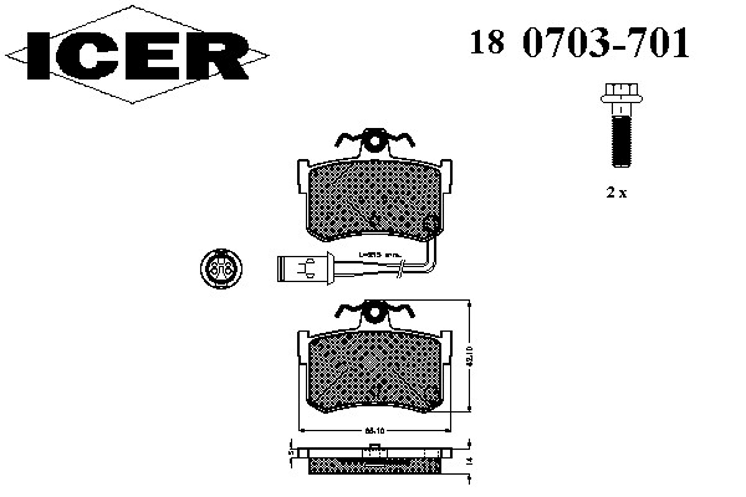 Колодки тормозные дисковые ICER 180703-701