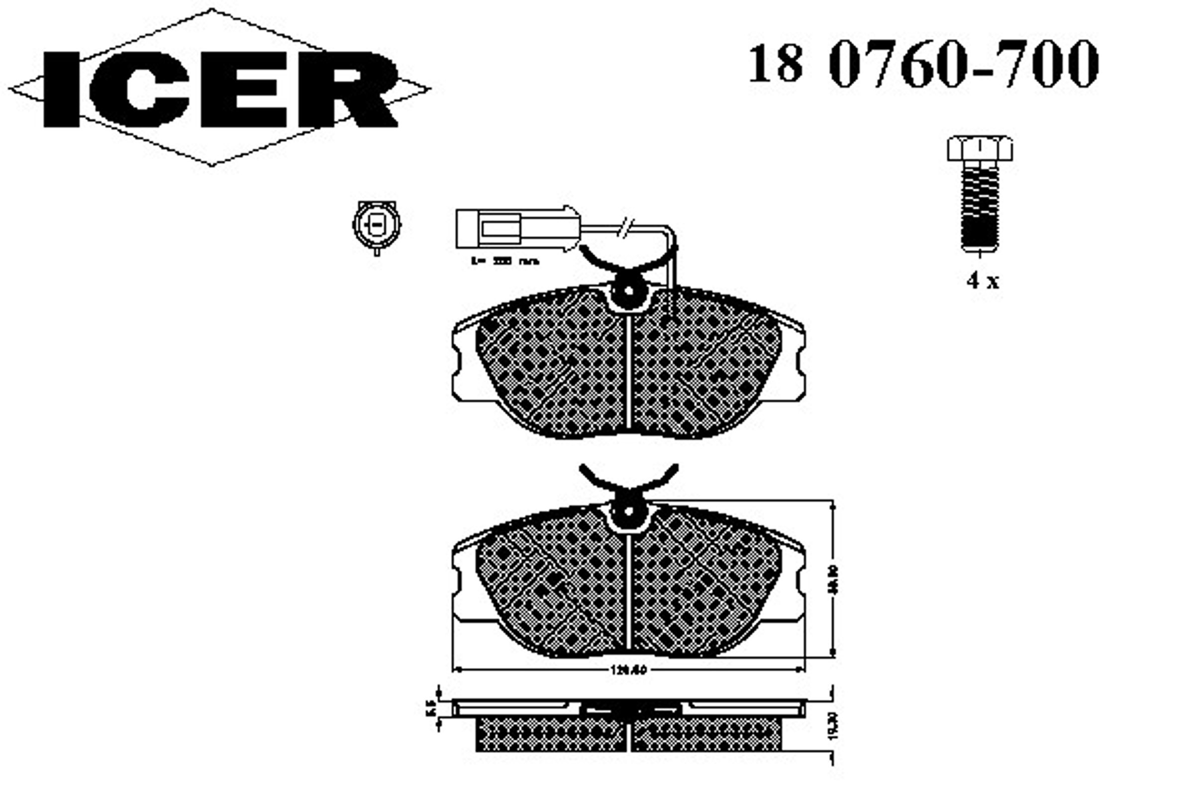 Колодки тормозные дисковые ICER 180760-700